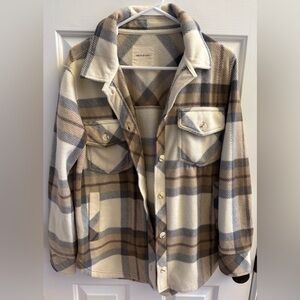 Thread And Supply Women’s Brown And Black Button Up Fleece Size XS Shacket